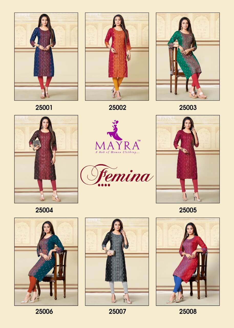 Mayra Femina Ethnic Wear Fancy Work Designer Kurti Collection