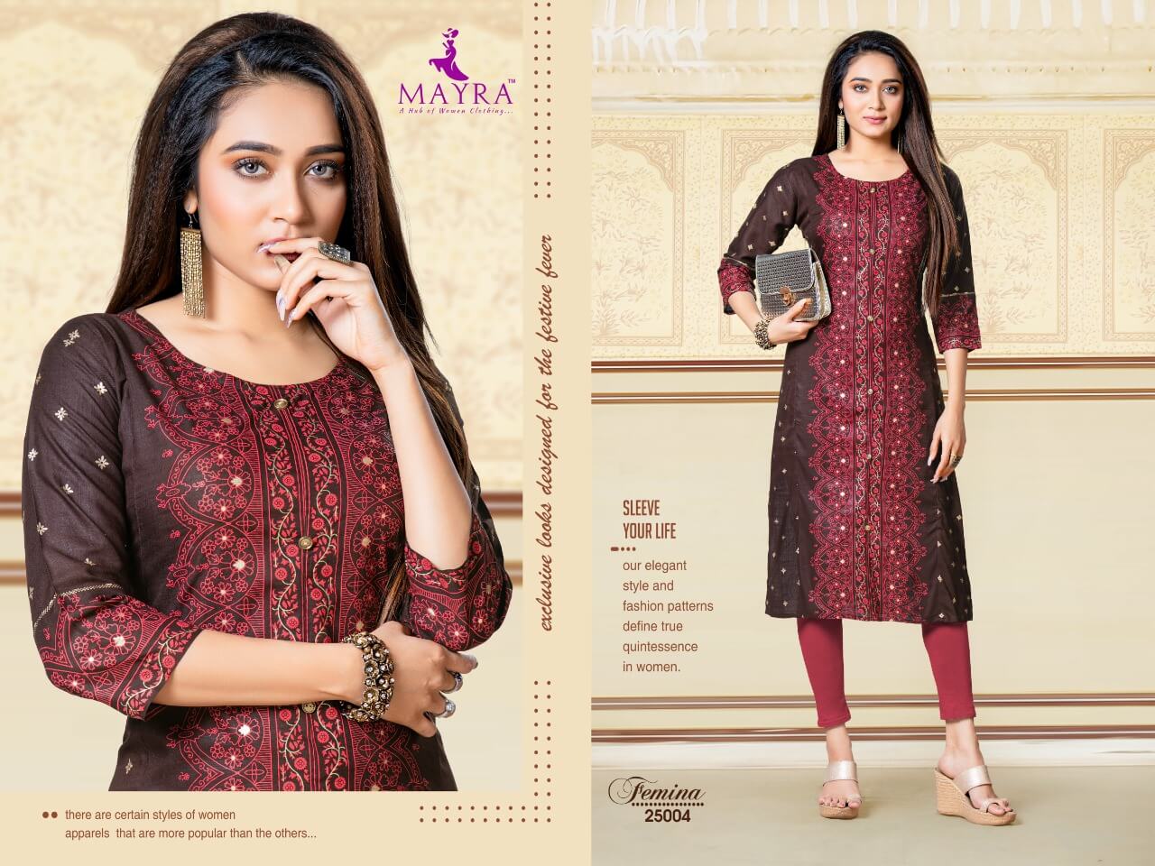Mayra Femina Ethnic Wear Fancy Work Designer Kurti Collection