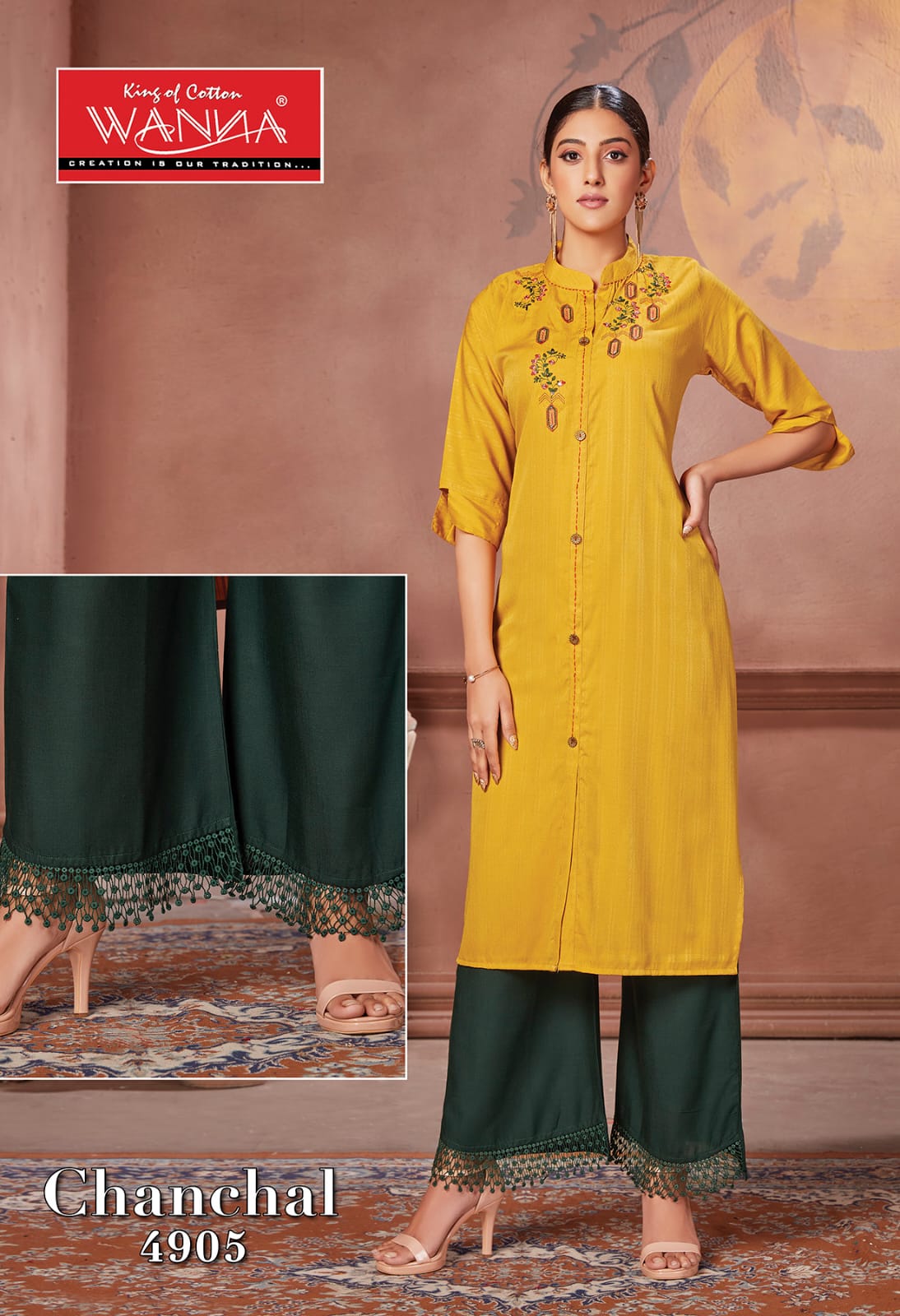 Wanna Chanchal Fancy Festive Wear Rayon Kurti With Plazzo Collection