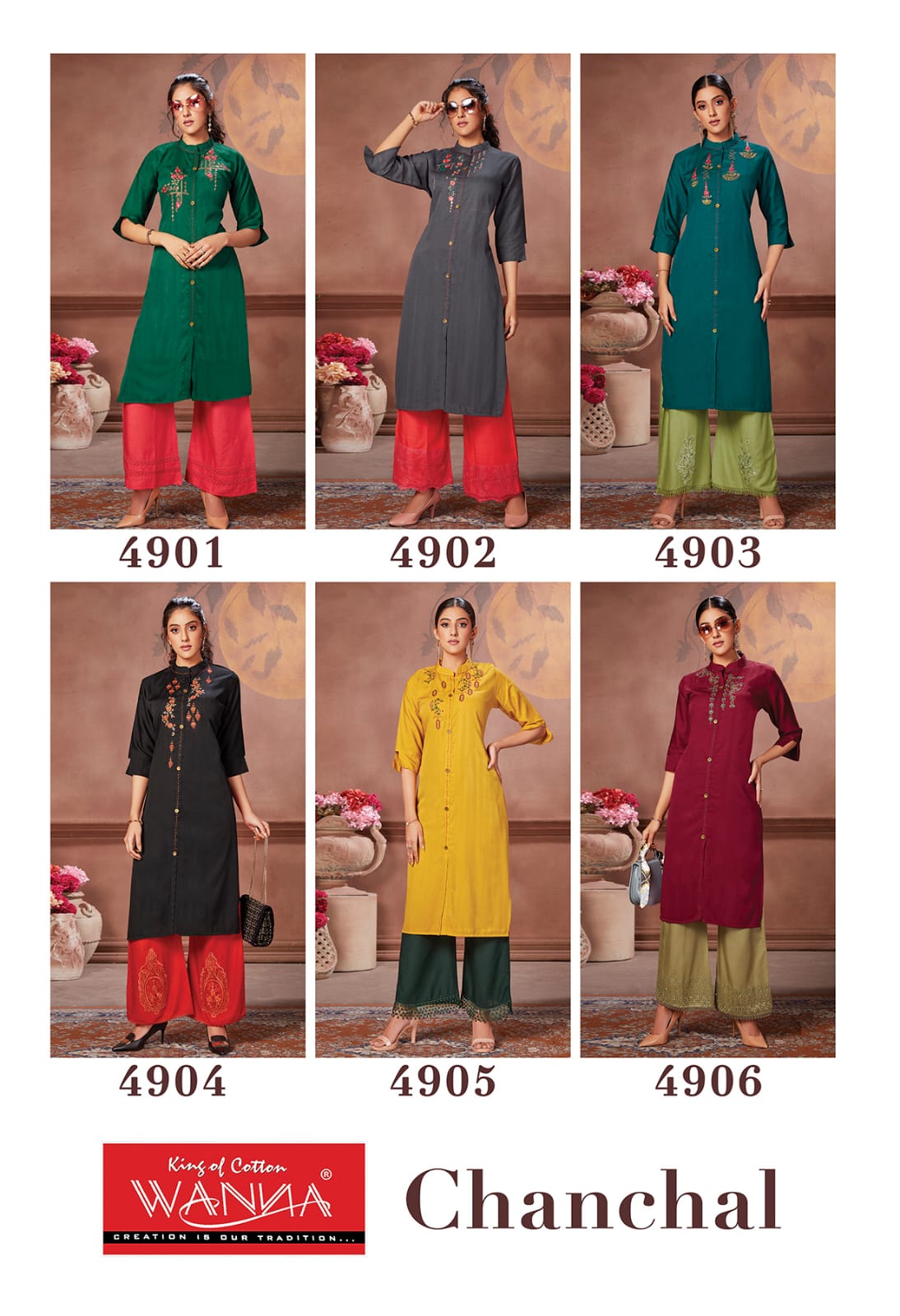 Wanna Chanchal Fancy Festive Wear Rayon Kurti With Plazzo Collection