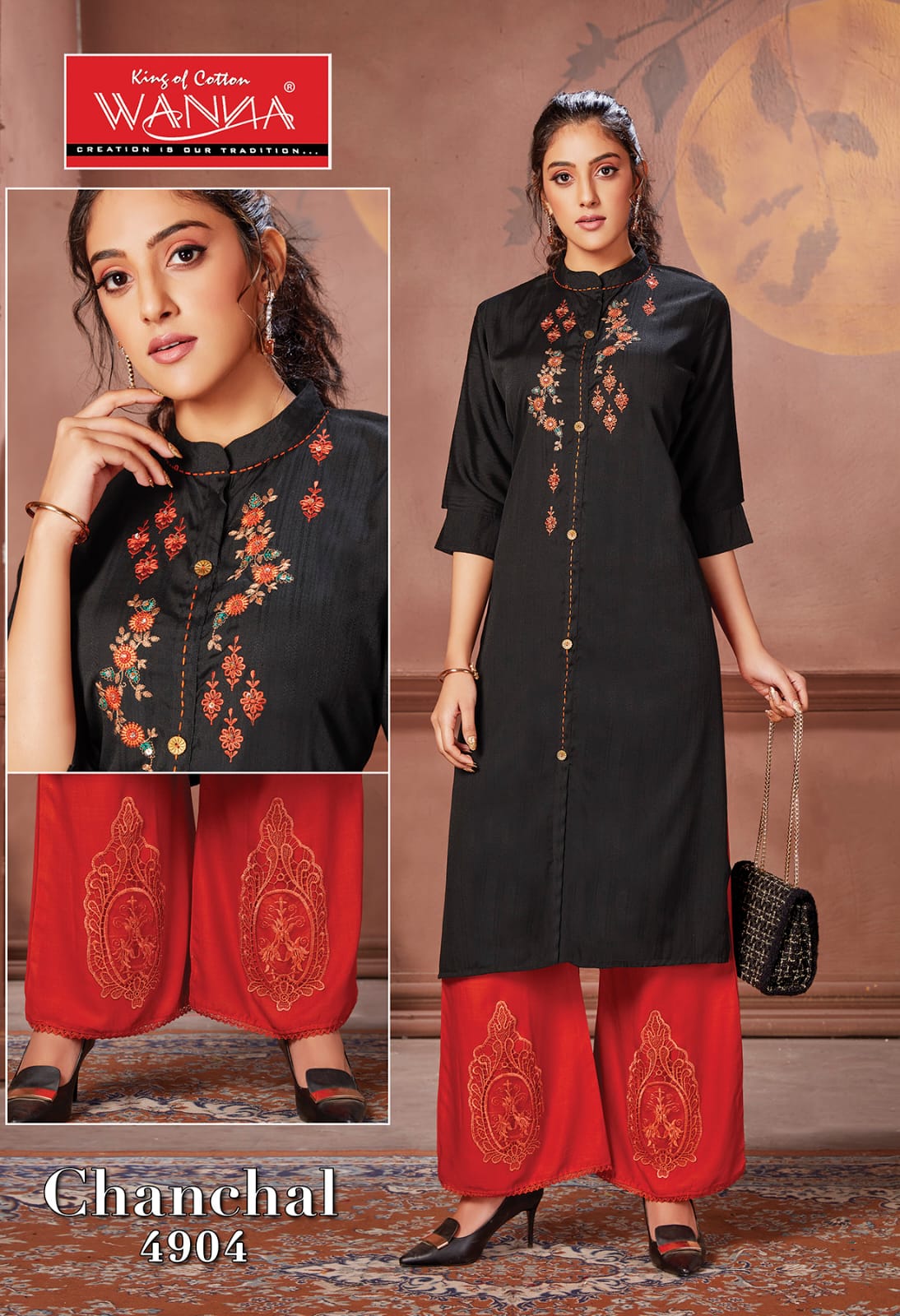 Wanna Chanchal Fancy Festive Wear Rayon Kurti With Plazzo Collection
