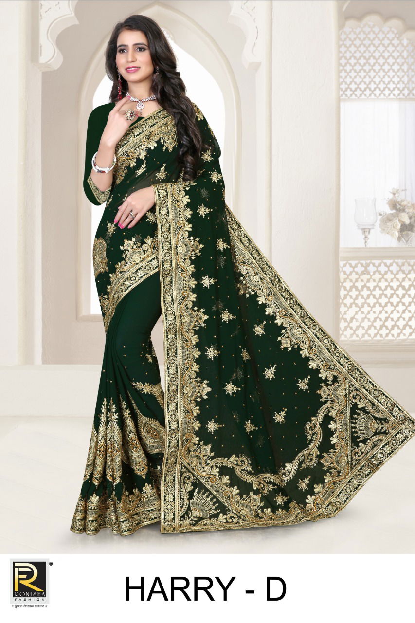 Ronisha Harry Georgette Festive Wear Embroidery Work Saree Collection