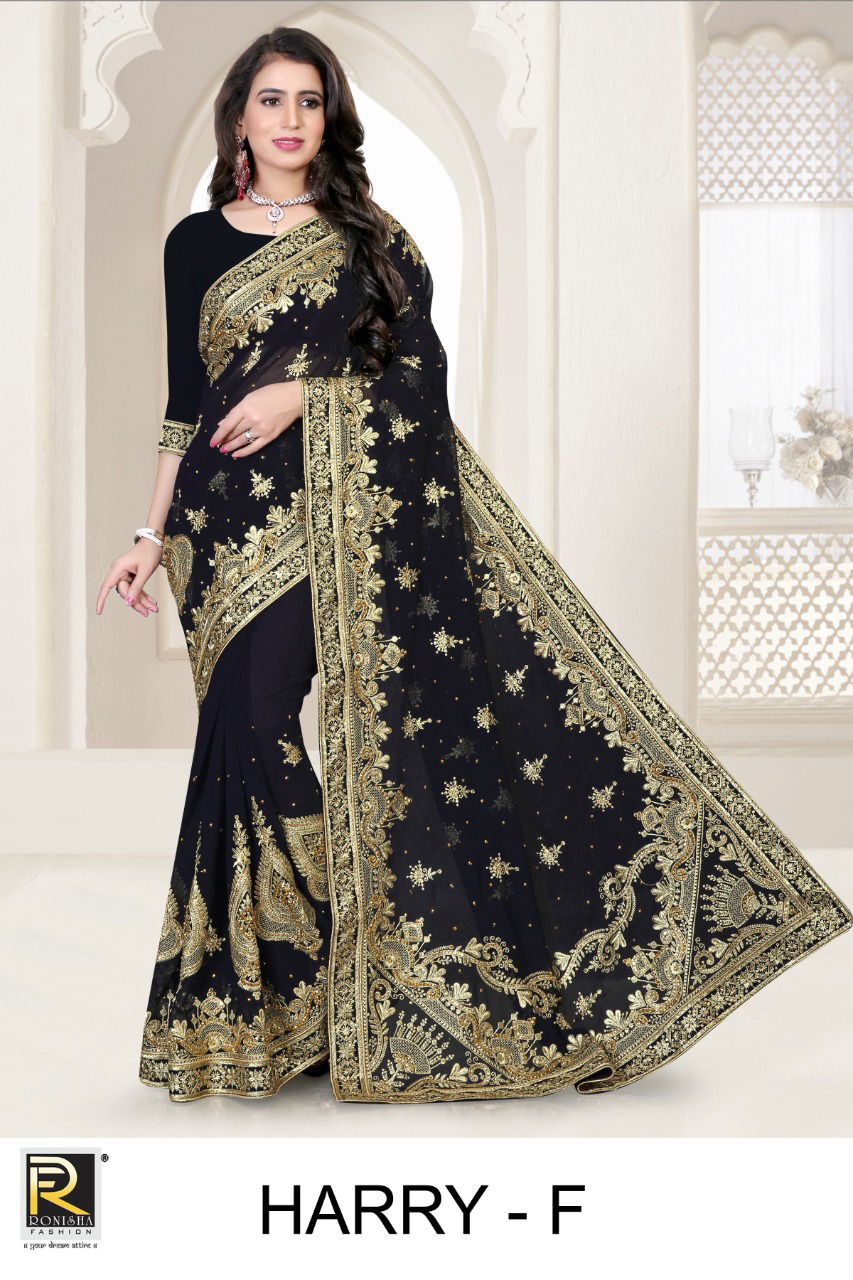 Ronisha Harry Georgette Festive Wear Embroidery Work Saree Collection
