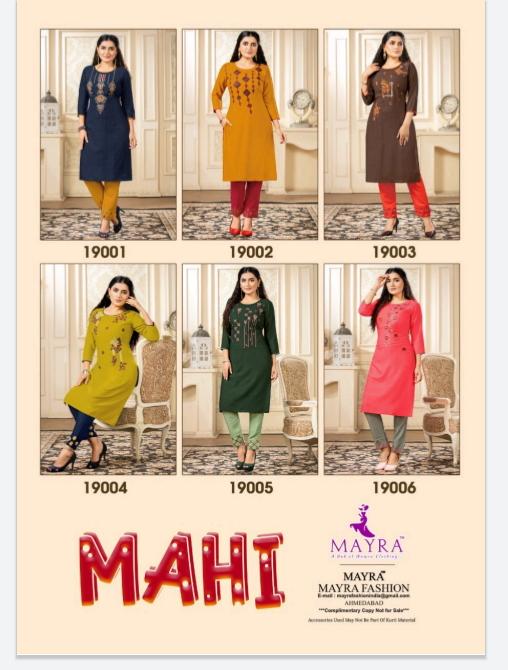 Mayra Mahi Ethnic Wear Rayon Slub Designer Fancy Kurti Collection