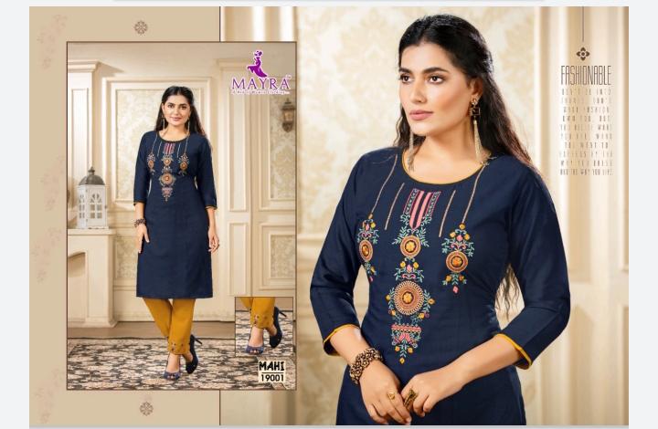 Mayra Mahi Ethnic Wear Rayon Slub Designer Fancy Kurti Collection
