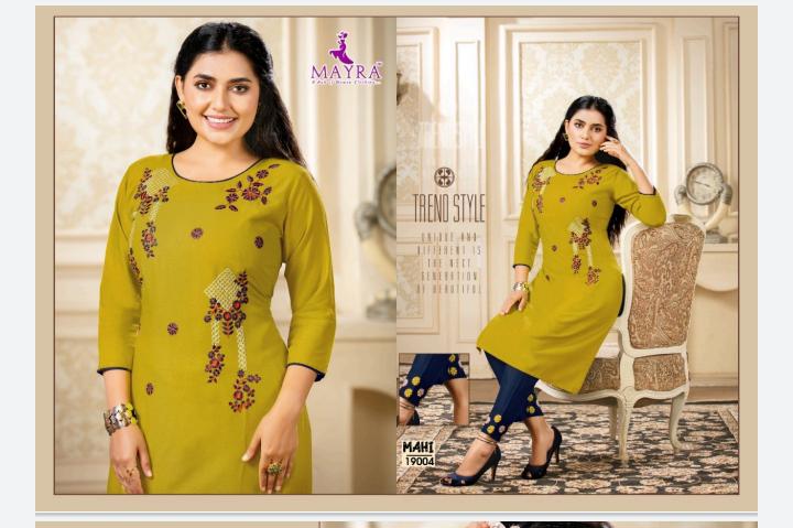 Mayra Mahi Ethnic Wear Rayon Slub Designer Fancy Kurti Collection