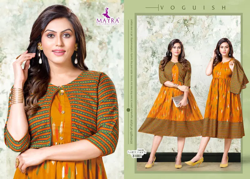 Mayra Gold Crunch 2 Ethnic Wear Fancy Designer Anarkali Kurti Collection