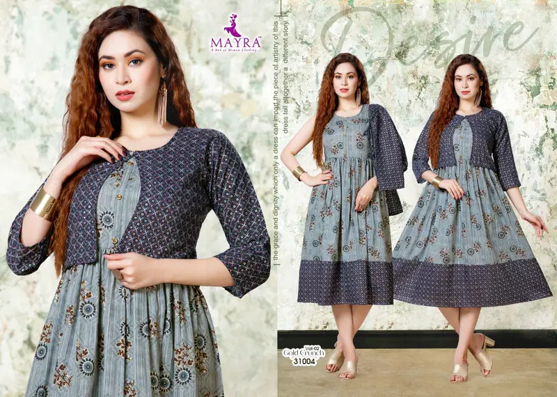 Mayra Gold Crunch 2 Ethnic Wear Fancy Designer Anarkali Kurti Collection