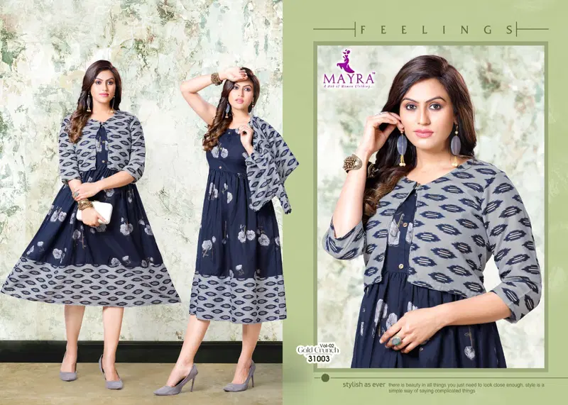 Mayra Gold Crunch 2 Ethnic Wear Fancy Designer Anarkali Kurti Collection