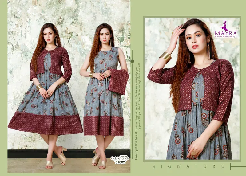 Mayra Gold Crunch 2 Ethnic Wear Fancy Designer Anarkali Kurti Collection