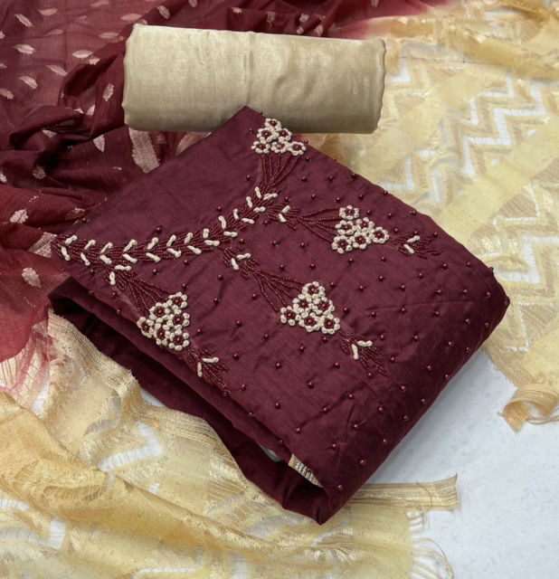 Lovely Suits 1001 Latest Designer Festive Wear Chanderi Silk Dress Material Collection