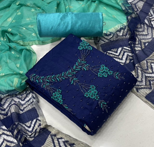 Lovely Suits 1001 Latest Designer Festive Wear Chanderi Silk Dress Material Collection