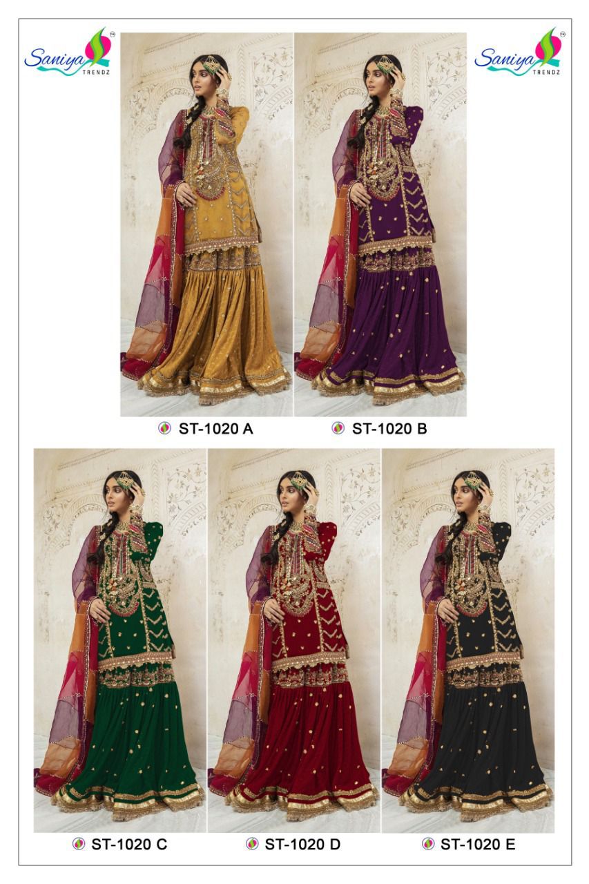 Saniya St 1020 Festive Wear Georgette Heavy Pakistani Salwar Kameez Collection