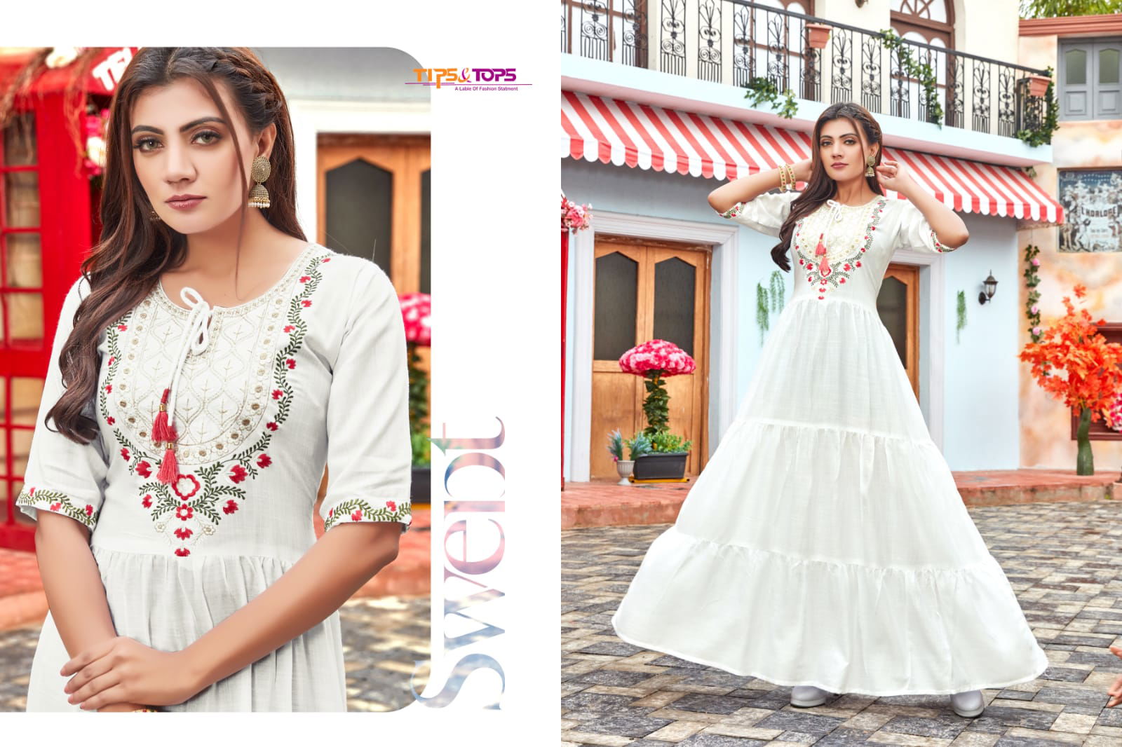 Tips Tops Mora 3 Heavy Festive Wear Rayon Slub  Anarkali Kurti Collection