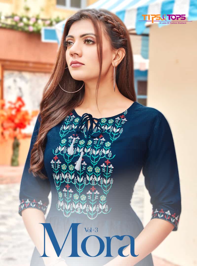 Tips Tops Mora 3 Heavy Festive Wear Rayon Slub  Anarkali Kurti Collection