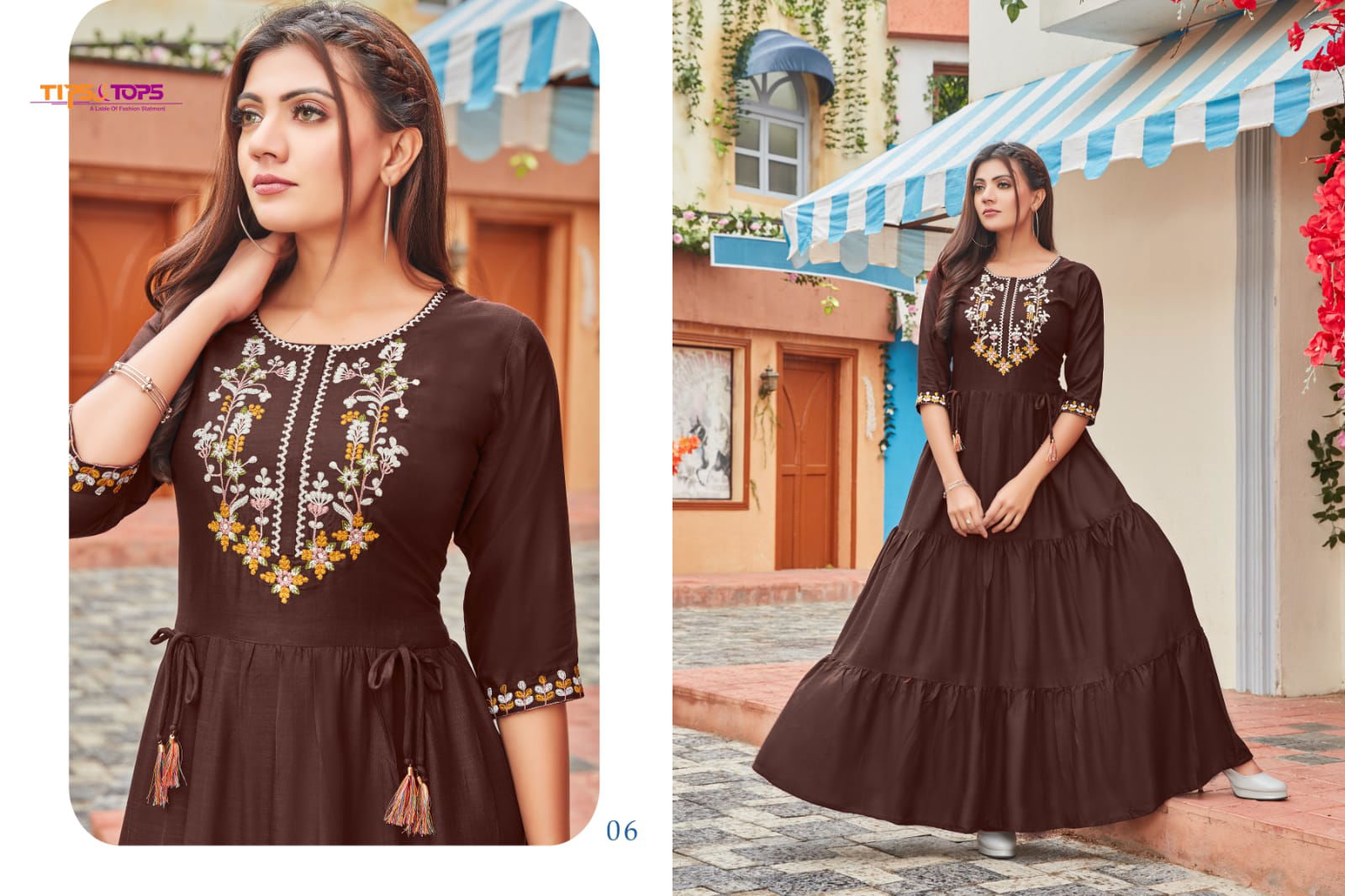 Tips Tops Mora 3 Heavy Festive Wear Rayon Slub  Anarkali Kurti Collection