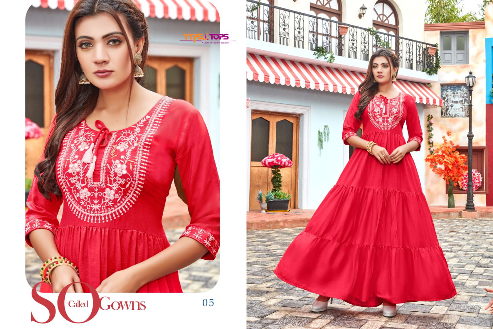 Tips Tops Mora 3 Heavy Festive Wear Rayon Slub  Anarkali Kurti Collection