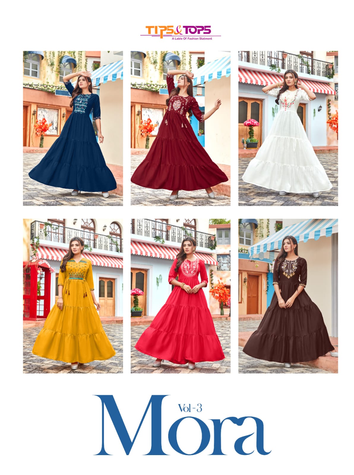 Tips Tops Mora 3 Heavy Festive Wear Rayon Slub  Anarkali Kurti Collection