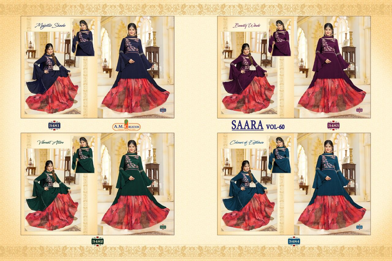 Am Saara 60 Stylish Heavy Festive Wear Pure Chinon Designer Salwar Kameez Collection