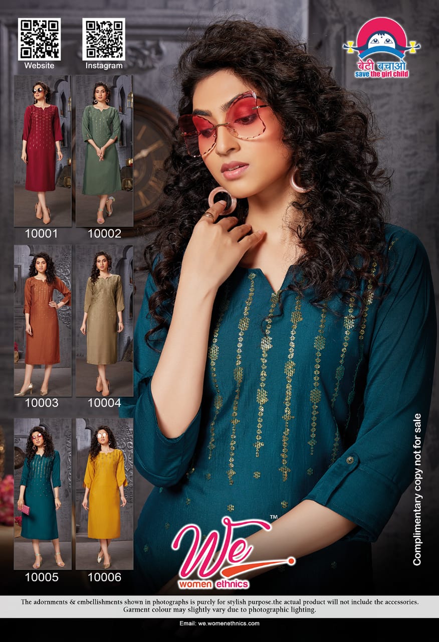 We Blend Fancy Ethnic Wear Chinon Latest Designer Kurti Collection