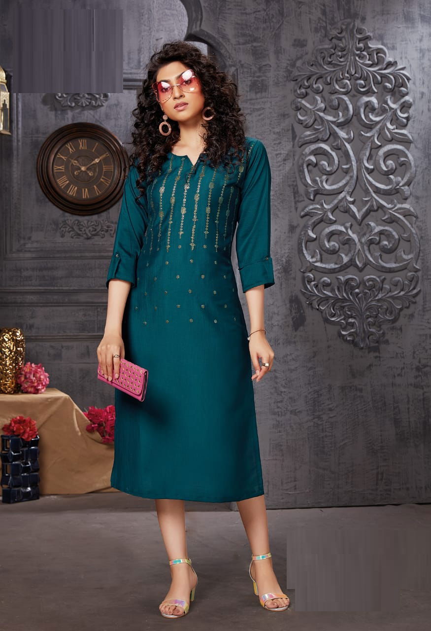 We Blend Fancy Ethnic Wear Chinon Latest Designer Kurti Collection