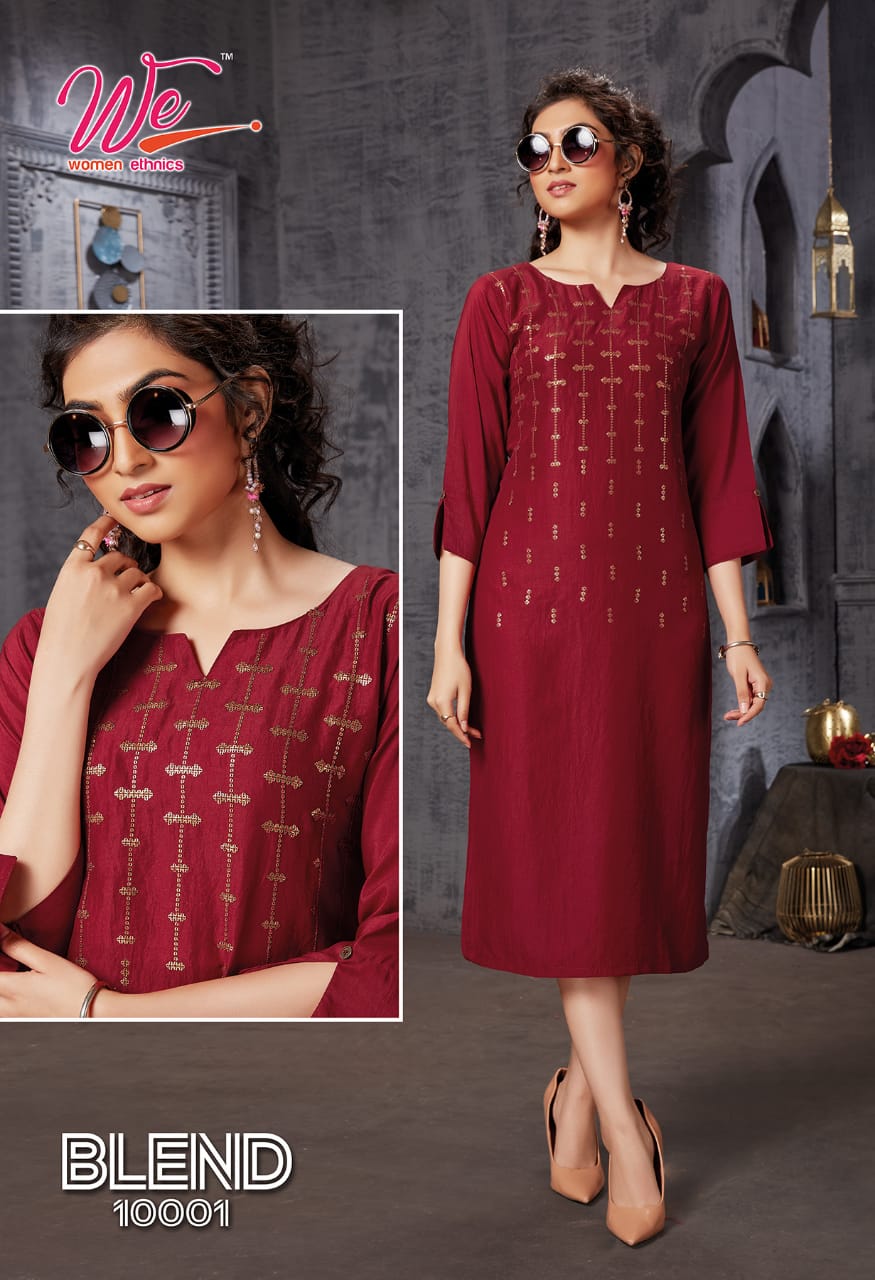 We Blend Fancy Ethnic Wear Chinon Latest Designer Kurti Collection