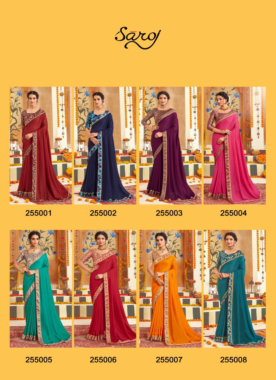 Saroj Divyaa Heavy Festive Wear Vichitra Silk With Border Lace Saree Collection