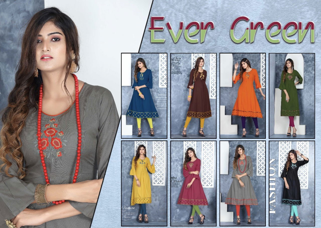 Beauty Queen Ever Green Fancy Ethnic Wear Rayon Designer Kurti Collection