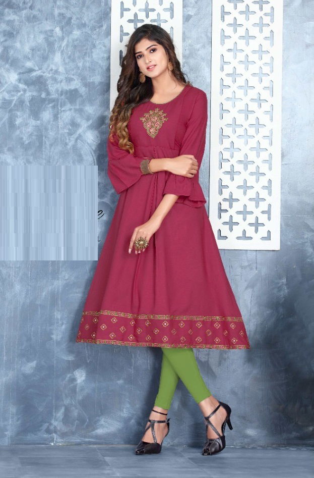 Beauty Queen Ever Green Fancy Ethnic Wear Rayon Designer Kurti Collection