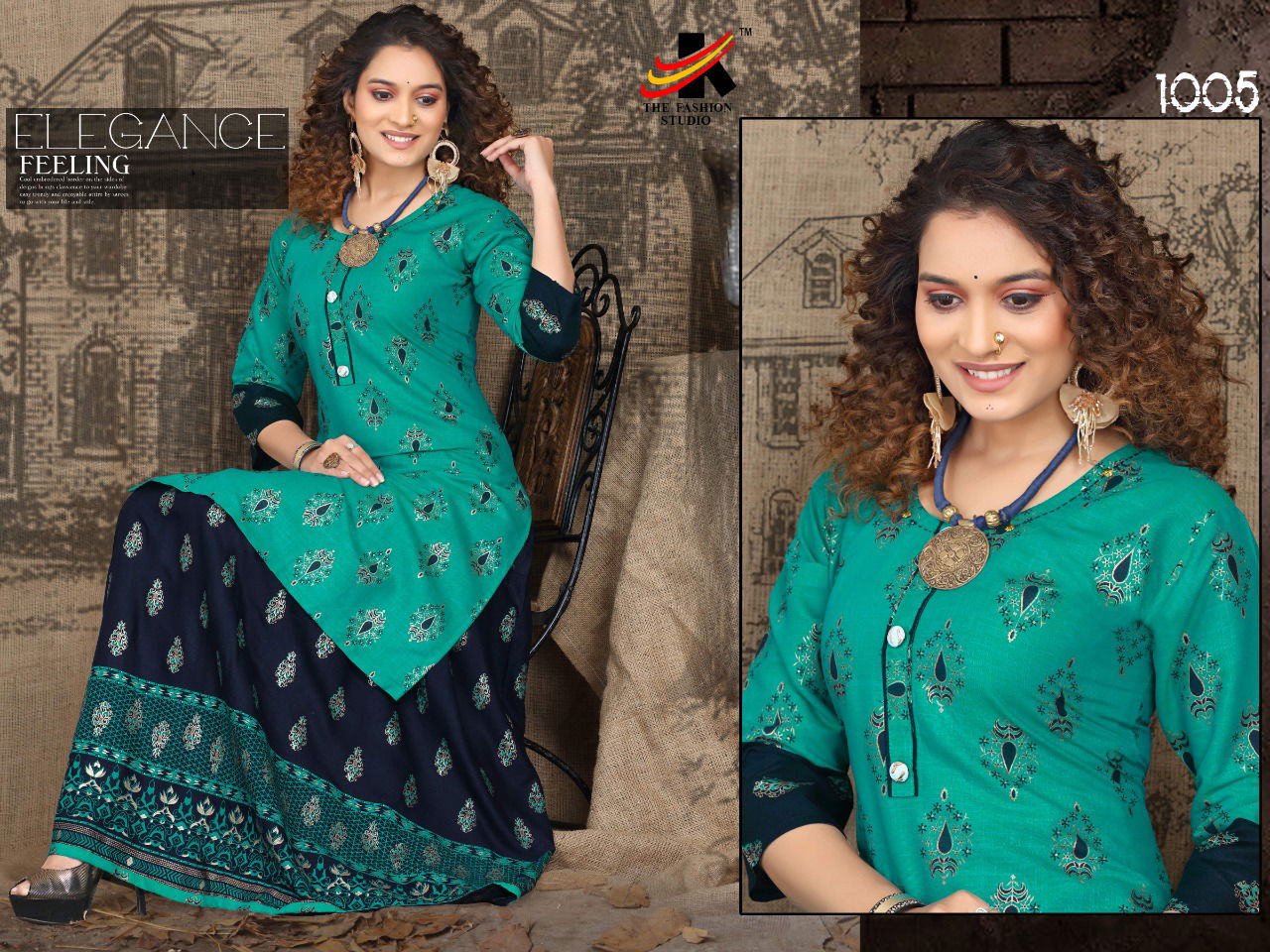 The Fashion Studio Manmeet Ethnic Wear Rayon Printed Kurti With Skirt Collection