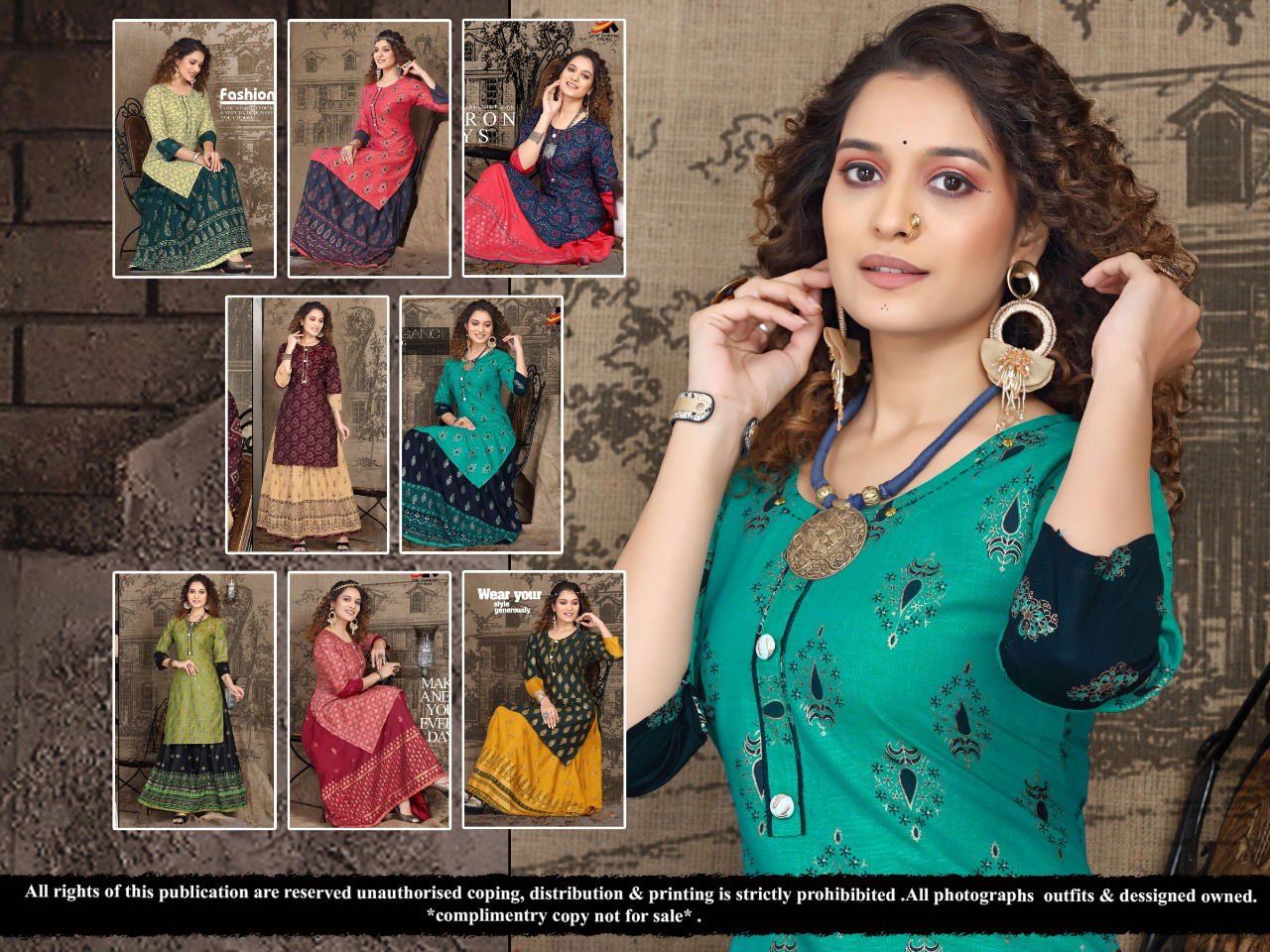 The Fashion Studio Manmeet Ethnic Wear Rayon Printed Kurti With Skirt Collection