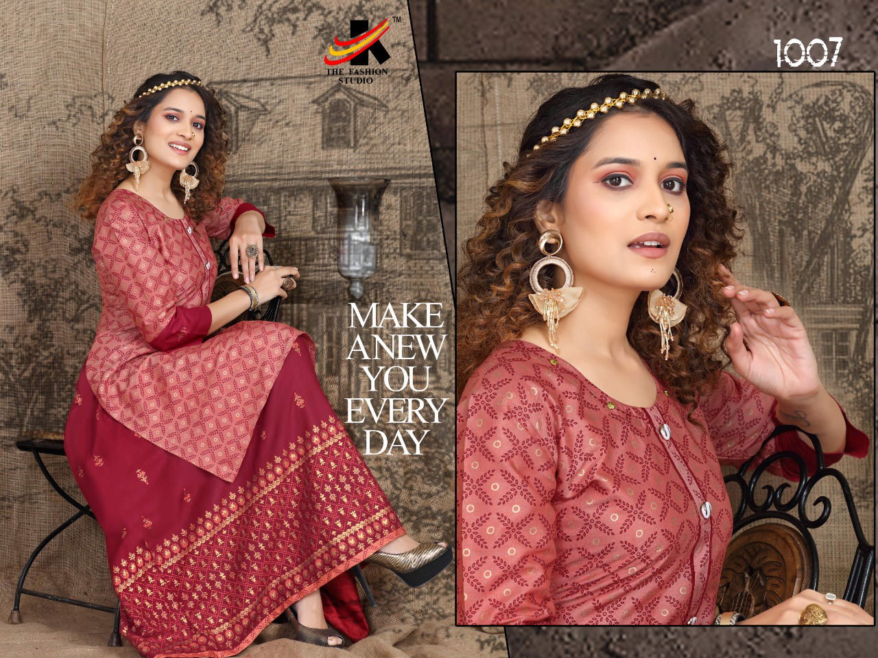 The Fashion Studio Manmeet Ethnic Wear Rayon Printed Kurti With Skirt Collection