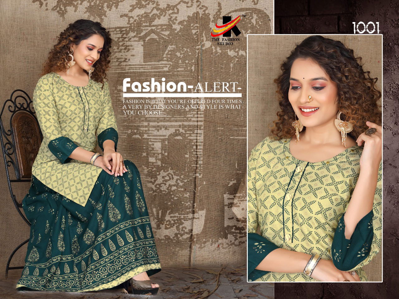 The Fashion Studio Manmeet Ethnic Wear Rayon Printed Kurti With Skirt Collection