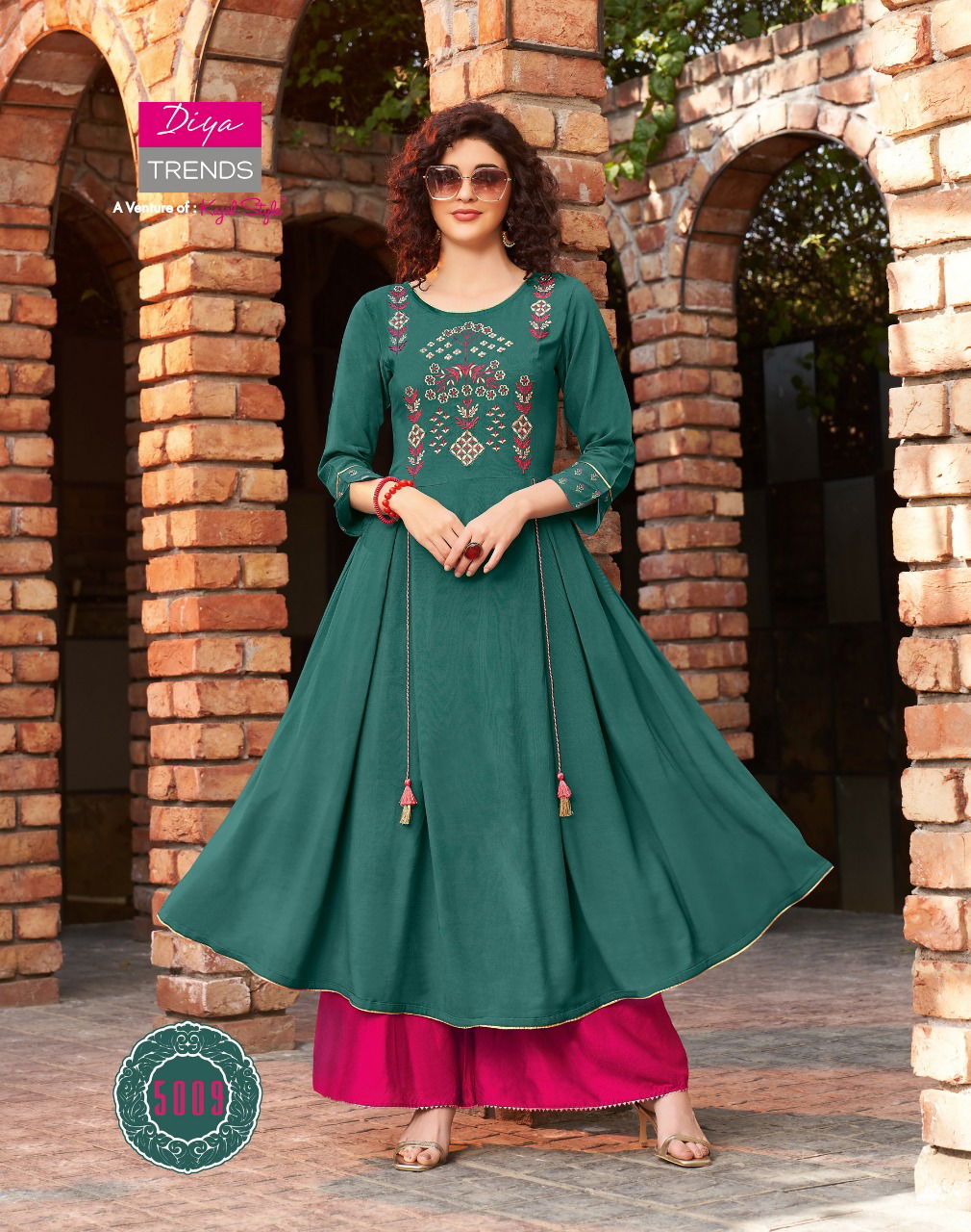 Ethnicity 5 Latest Designer Heavy Festive Wear Long Gown Style Rayon And Embroidery Work Long Kurtis Collection
