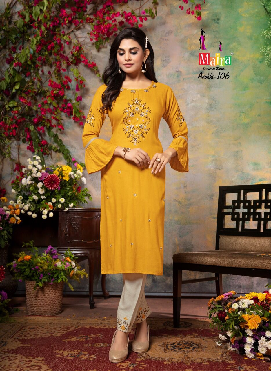 Maira Anokhi 1 Fancy Stylish Party Wear Rayon Designer Kurti Collection