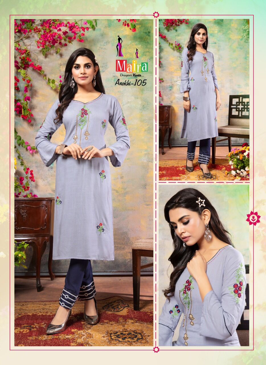 Maira Anokhi 1 Fancy Stylish Party Wear Rayon Designer Kurti Collection