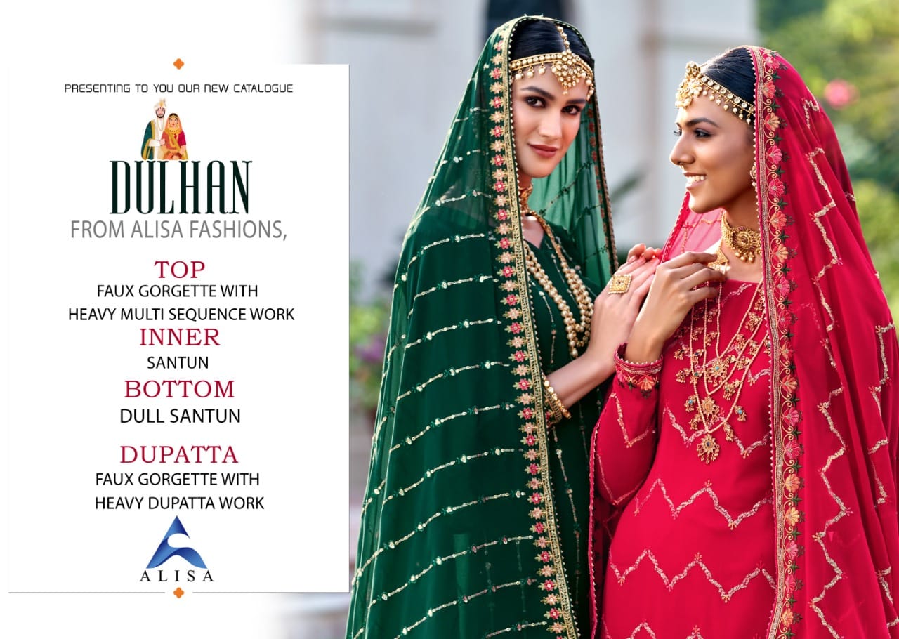 Alisa Dulhan Georgette Fancy Festive Wear Heavy Embroidery salwar Kameez Collection