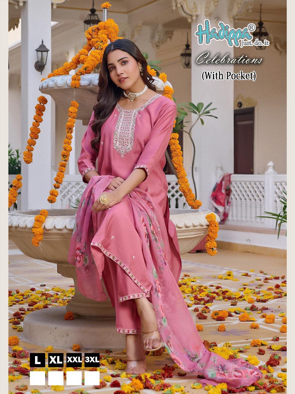 Celebrations Vol 1 By Hadippa Straight Cut Kurti With Bottom Dupatta Orders In India