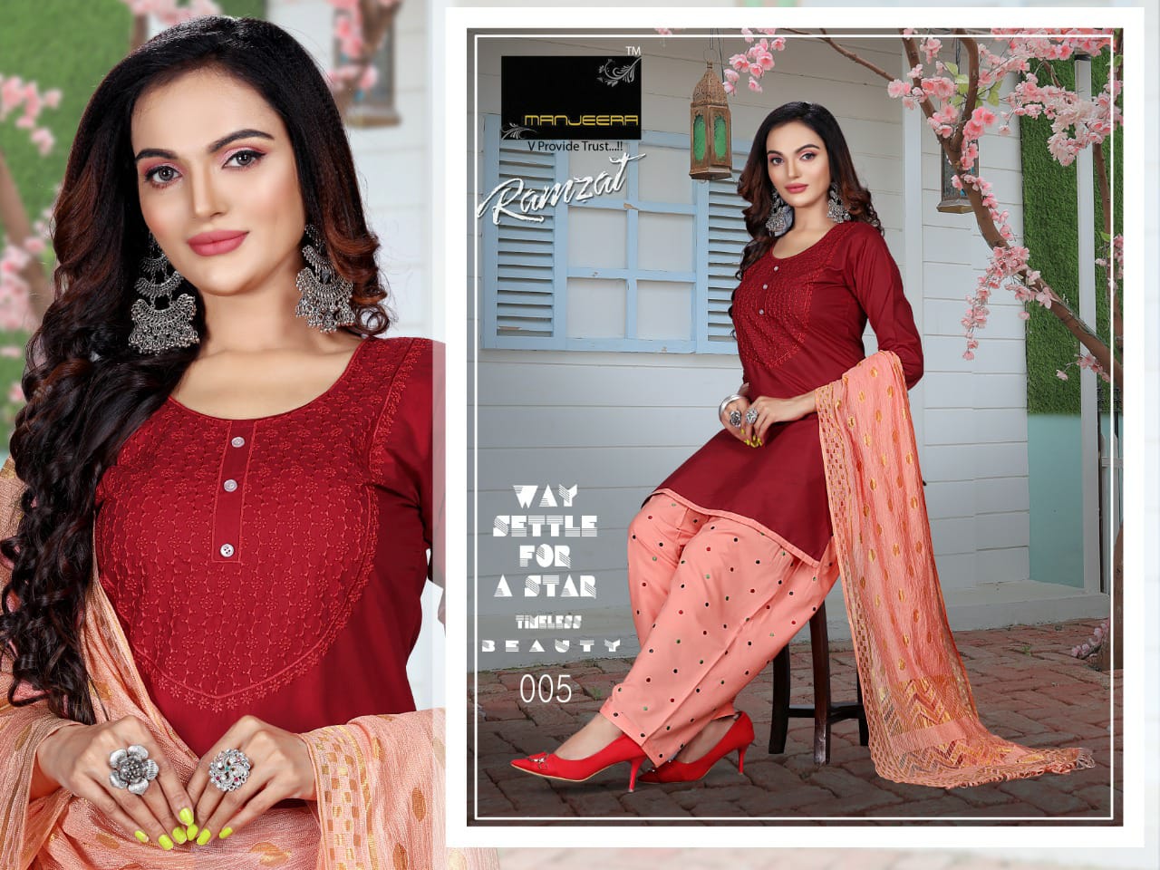 Manjeera Ramzat Latest Fancy Ethnic Wear Rayon Ready Made Collection