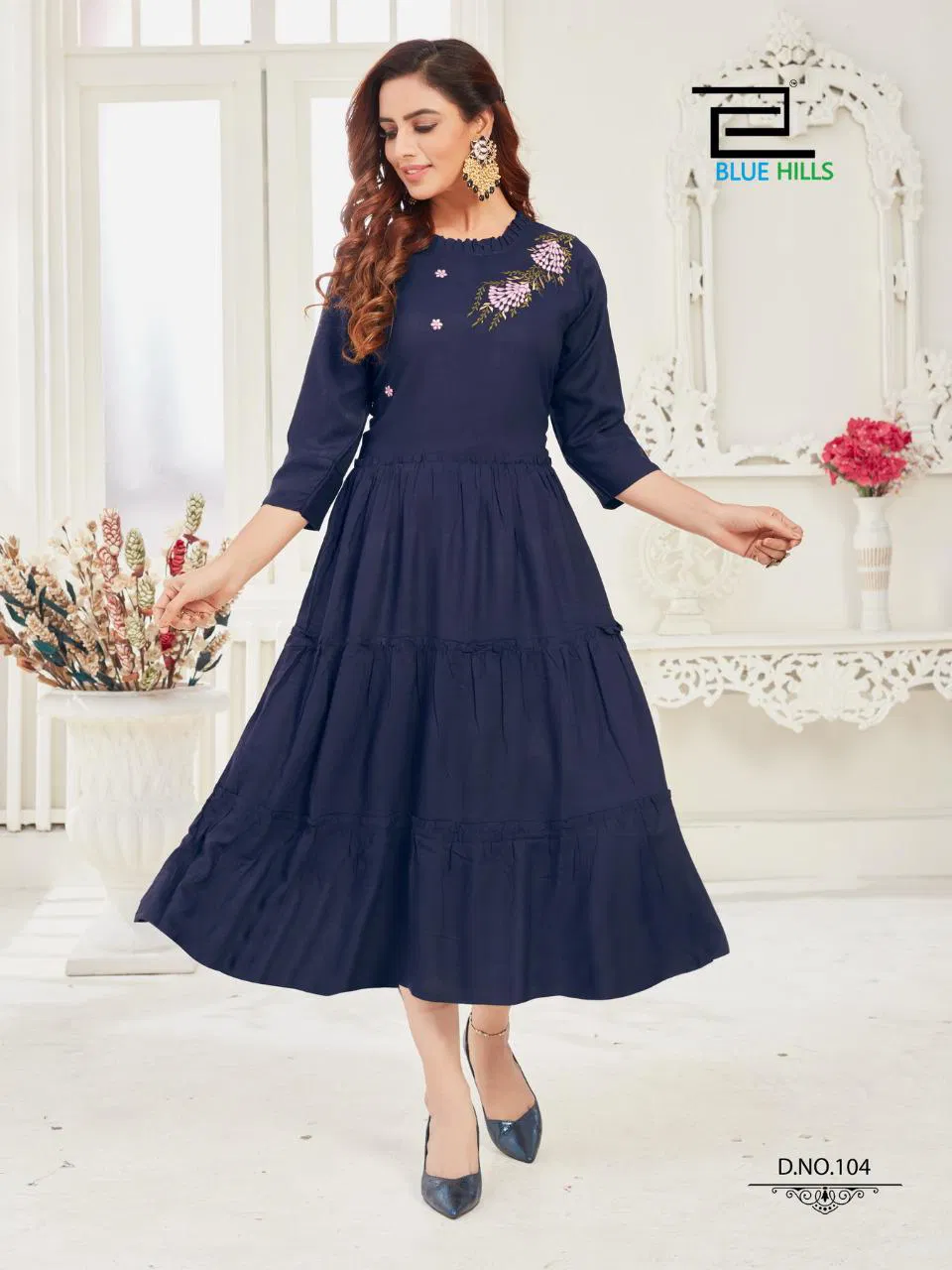 Blue Hills Mohini 1 Latest fancy Ethnic Wear Rayon Designer Long Kurtis Collection