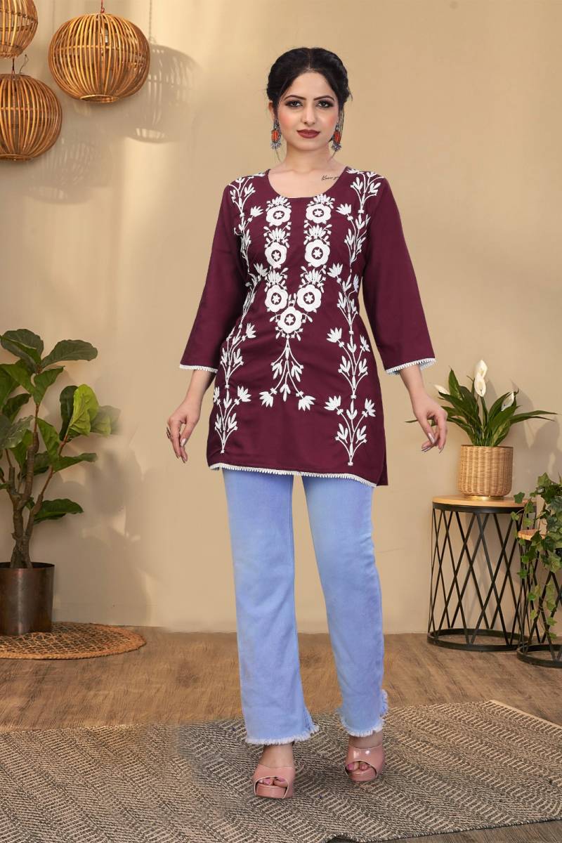 Money By Nsf Rayon With Chikankari Kurti Wholesalers In India