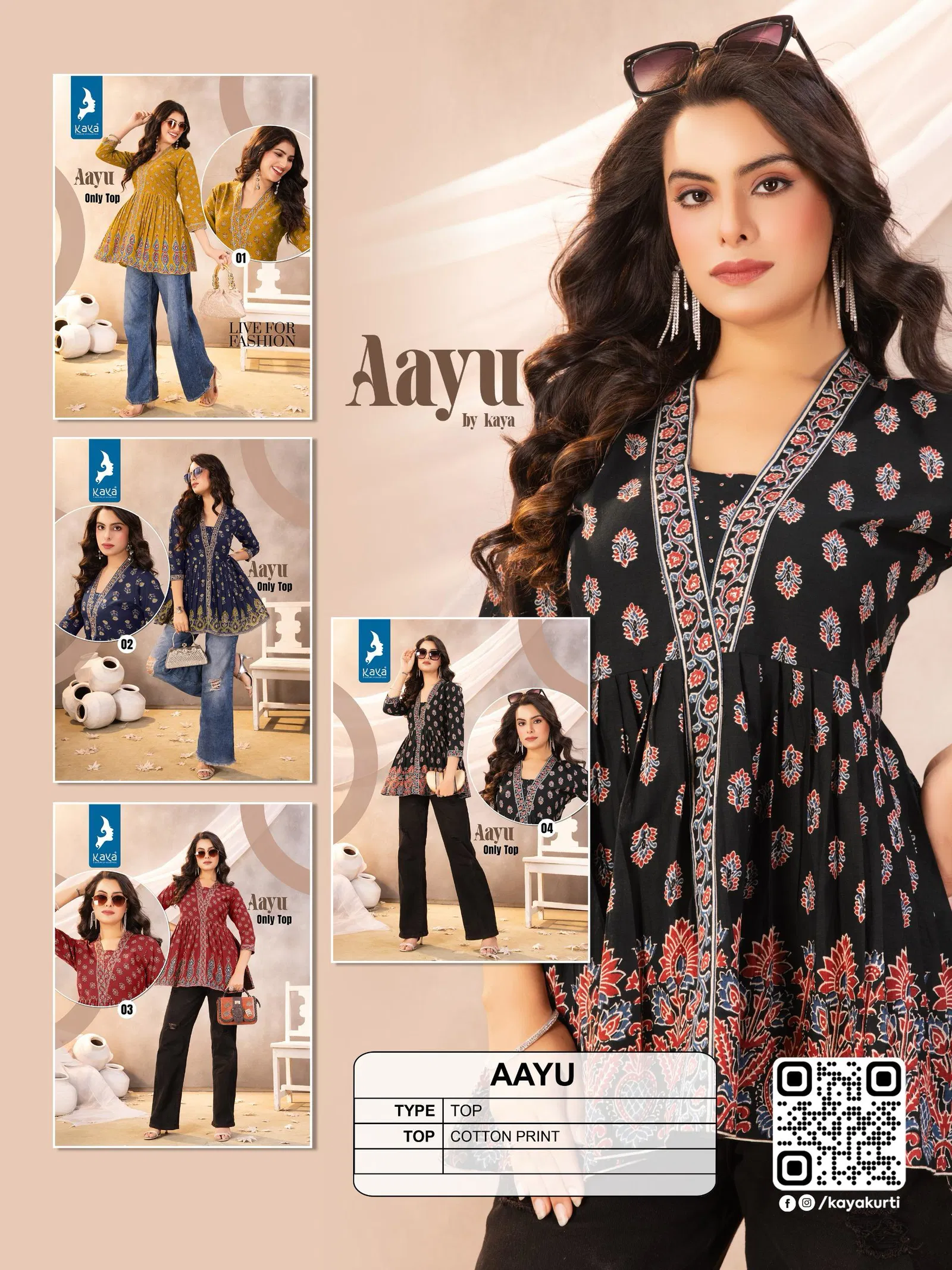 Aayu By Kaya Cotton Printed Wholesale Ladies Top Suppliers In Mumbai
