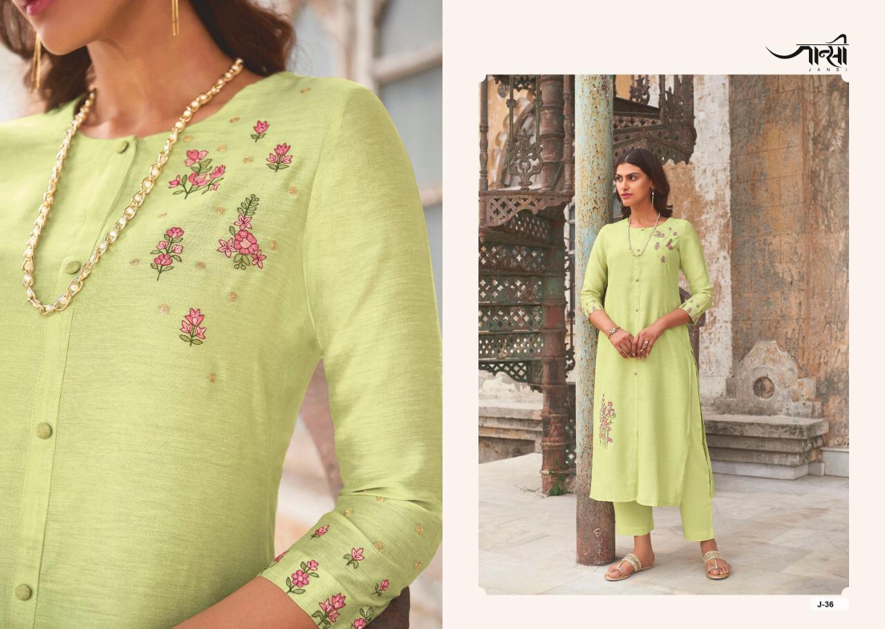 JANSI AABHUSHAN Fancy Designer Festive Wear Heavy Berry Silk Kurtis With Bottom Collection