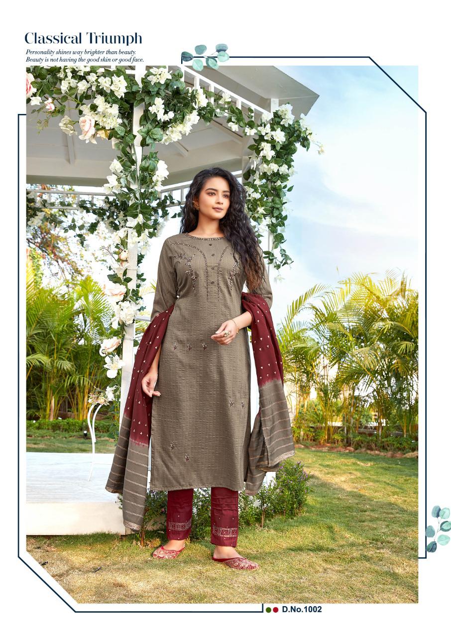 Ladies Flavour Aarohi 4 Latest Fancy Festive Wear Chinon lining with Embroidery Work Top With Bottom And Viscose Dupatta Ready Made Wear Collection
