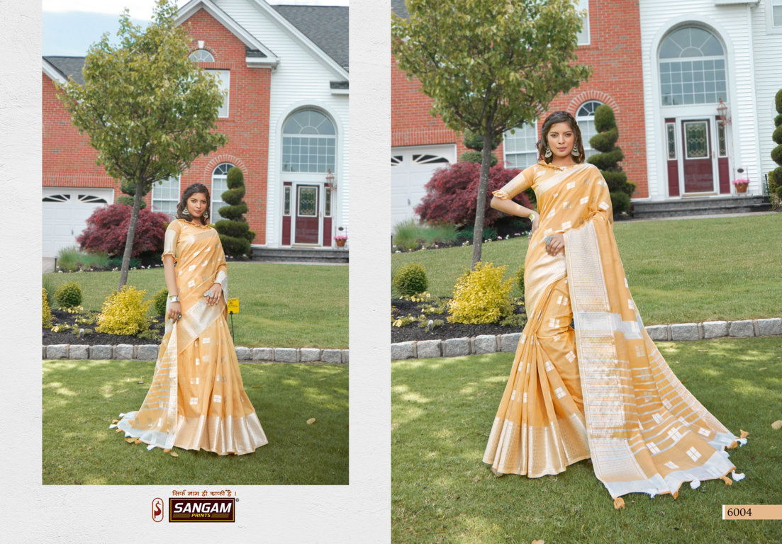Sangam Blueberry 2 Linen latest fancy Designer casual Wear Cotton Printed Sarees Collection
