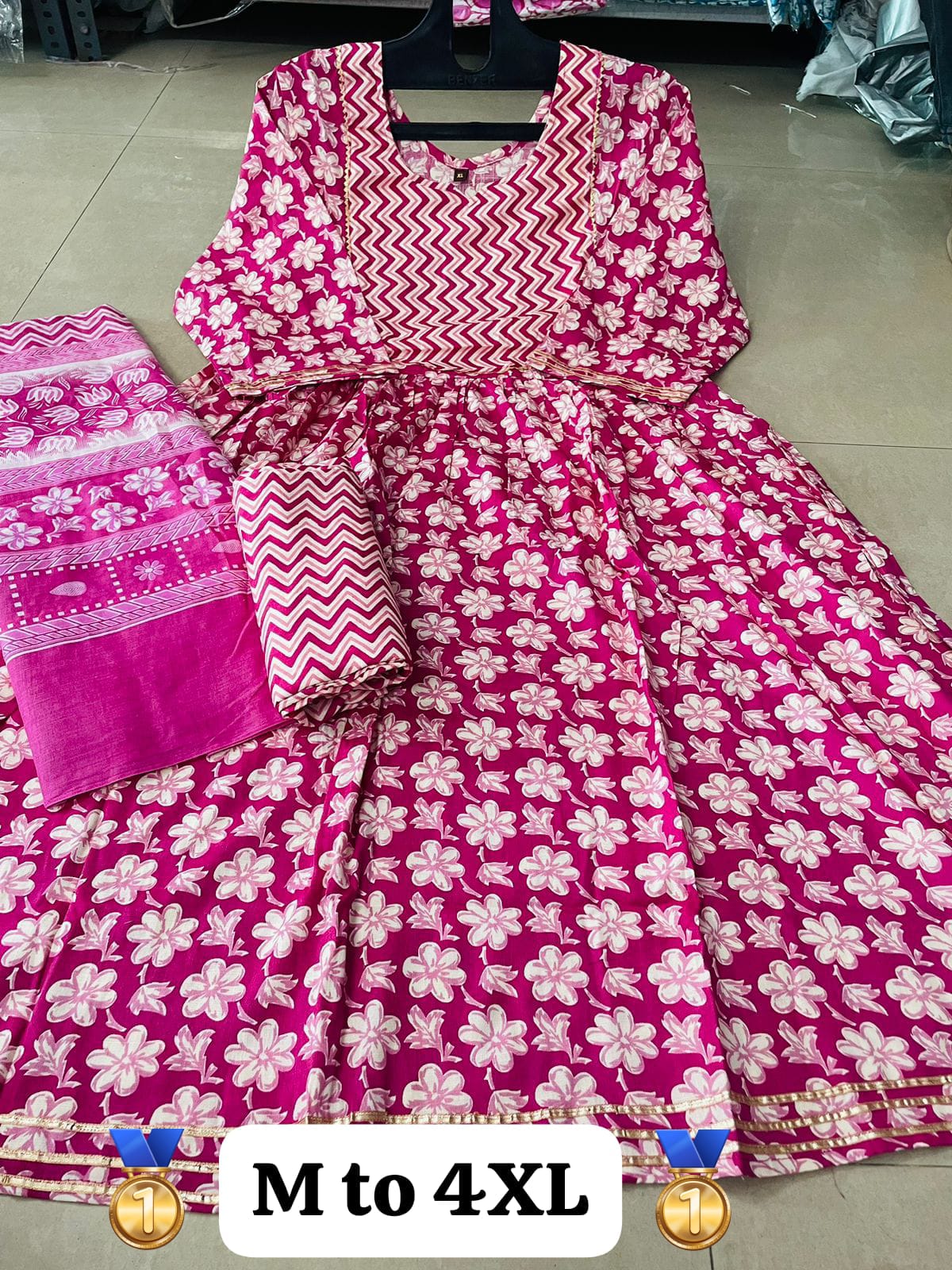 Virat Cotton Printed Anarkali Kurti With Bottom Dupatta Catalog