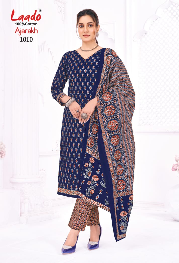 Ajarakh Vol 1 By Laado Cotton Printed Dress Material Wholesale Suppliers In Mumbai