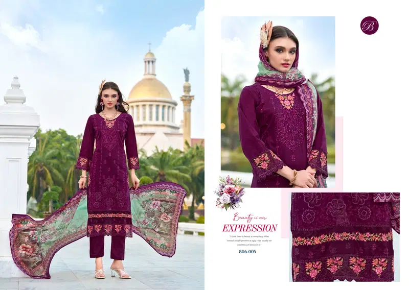 Afrozeh By Belliza Pure Lawn Cotton Fancy Dress Material Wholesale In India