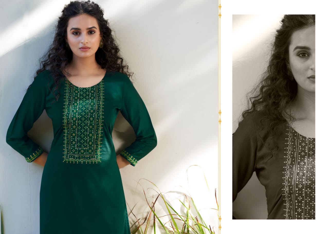 Kalaroop Kites 4 New Exclusive Party Wear Silk Embroidery Kurti Collection
