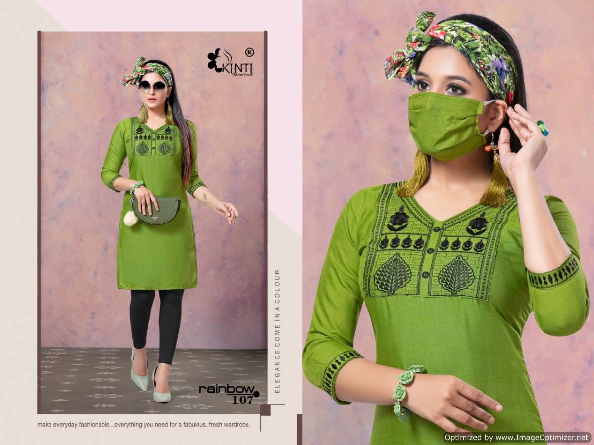 Kinti Rainbow Latest Exclusive Collection Of Designer Short Kurtis With Embroidery Work 